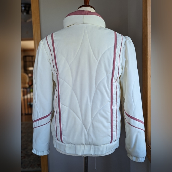Vintage Puffy White/Pink Ski Jacket Dawn Zippered Toggles Pockets Women's size M - Picture 4 of 16